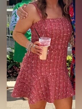 Pink Tweed Mini Dress
